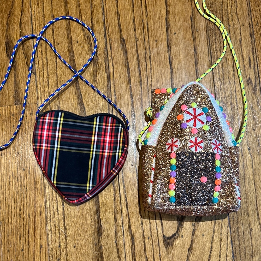 J. Crew Crewcuts Girls Holiday Purses Gingerbread house and Plaid heart